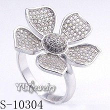 Стерлингового серебра 925 пробы кольцо цветка женщин циркония (S-10304)